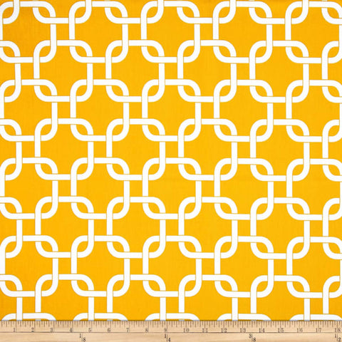 Gotcha Yellow - Yellow & White Interlocking Geometric Pattern